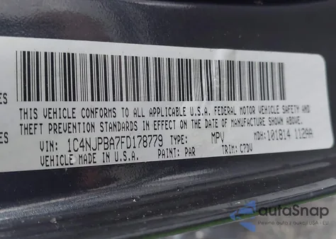 2015 Jeep Patriot Altitude Edition из США, поврежденный, VIN 1C4NJPBA7FD178779